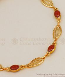Lucky Coral Red Stone Gold Bracelet For Women BRAC662