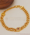 Gold Plated Bracelet Ball Design Ruby White Stone BRAC664