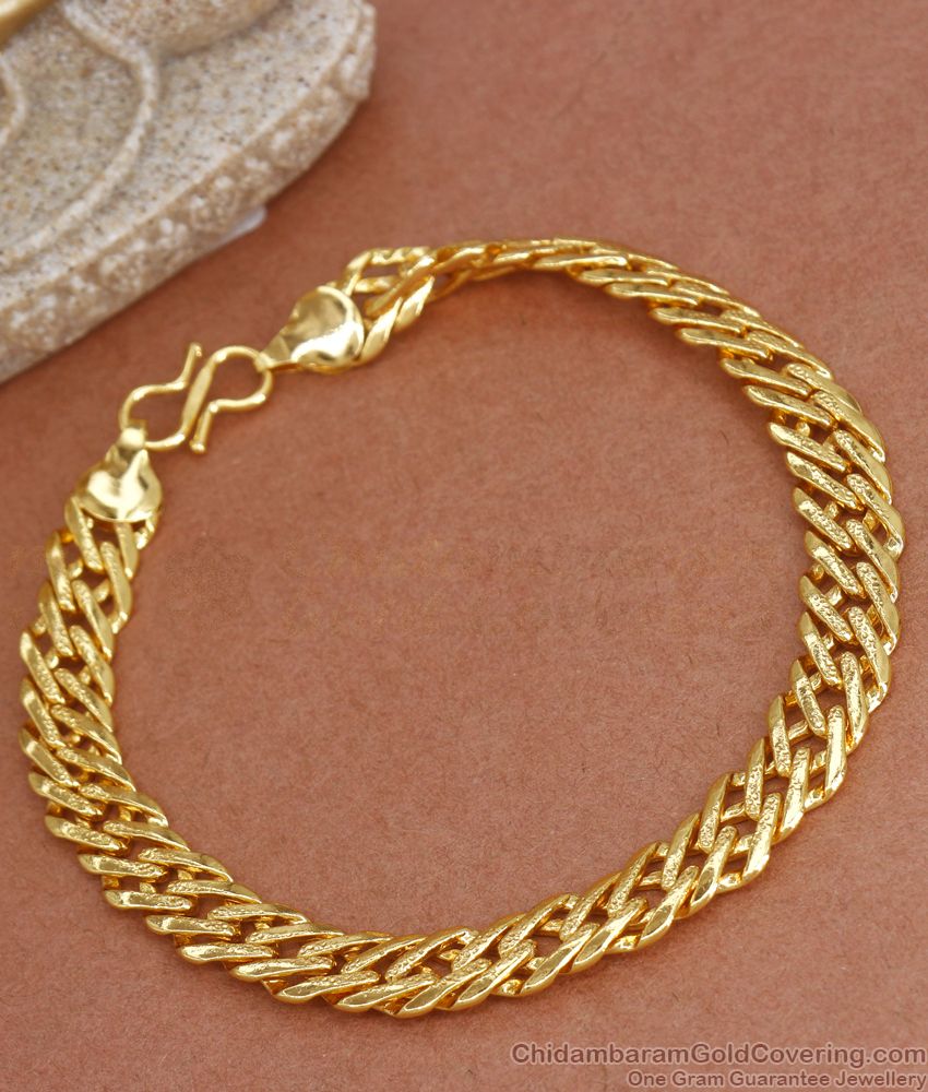 One Gram Gold Thick Bracelet Chain Type Mens Collection BRAC682