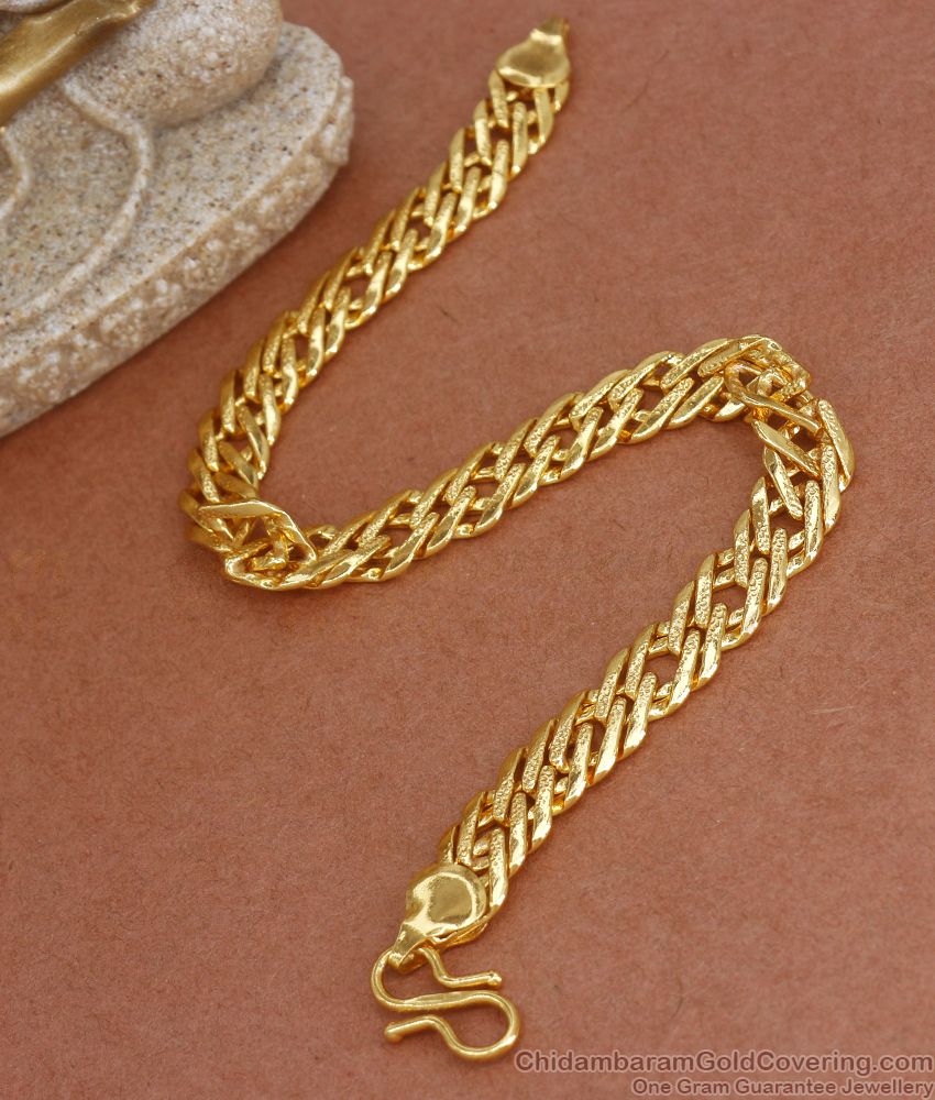 One Gram Gold Thick Bracelet Chain Type Mens Collection BRAC682