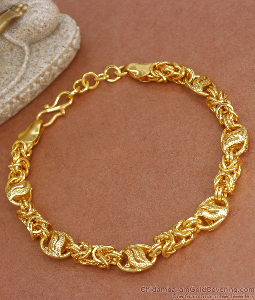 Gold Pattern Stylish Thick Mens Bracelet Shop Online BRAC683