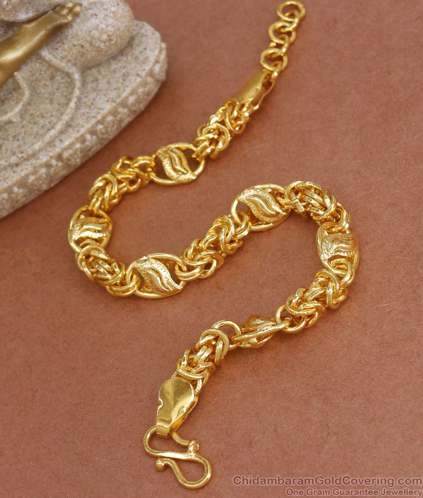 Gold Pattern Stylish Thick Mens Bracelet Shop Online BRAC683