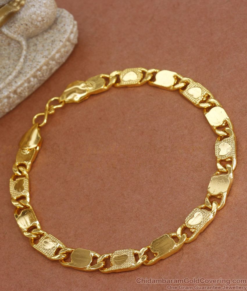 New Solid Heart Pattern Gold Bracelet Buy Online BRAC684