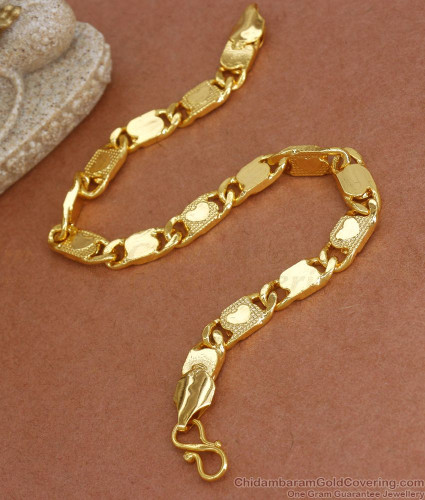 Buy Unique Solid Leaf Design Micro Gold Plated Stylish Gold Bracelet for  Girls