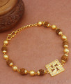 White Ad Stone Swastik Symbol Gold Rudraksha Bracelet BRAC697