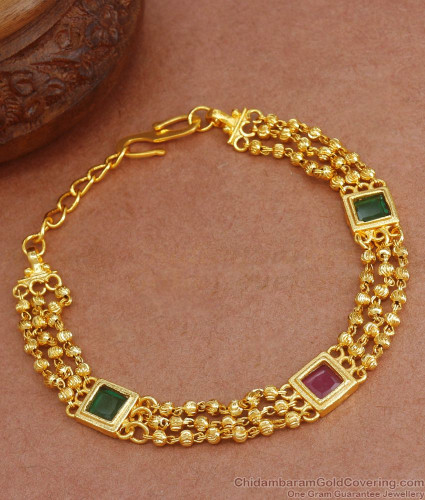 Unique Multi Stone Design Gold Bracelet For Party Wear BRAC396