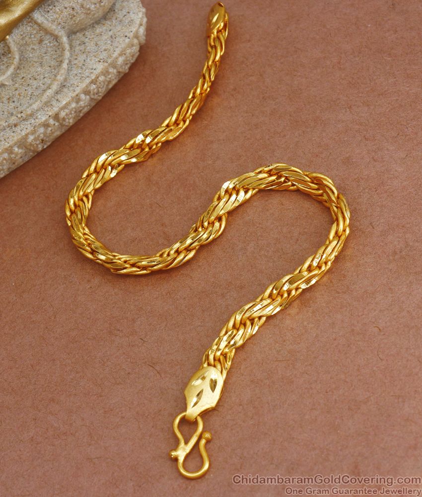 Real Gold Tone Thick Spiral Bracelet Mens Wedding Collections BRAC703