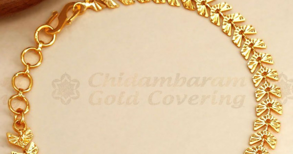 Stylish Leaf Pattern Gold Plated Bracelet Shop Online BRAC709