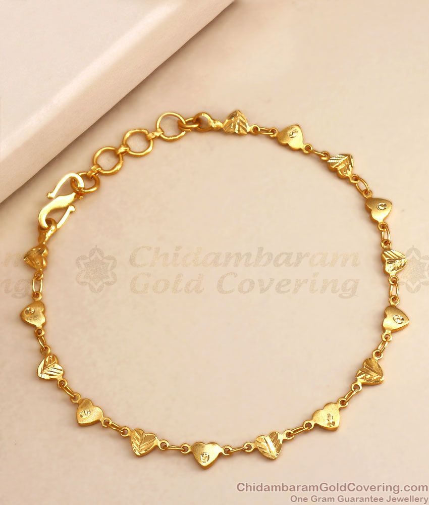 Stylish 2 Gram Gold Bracelet Heart Pellets Shop Online BRAC712