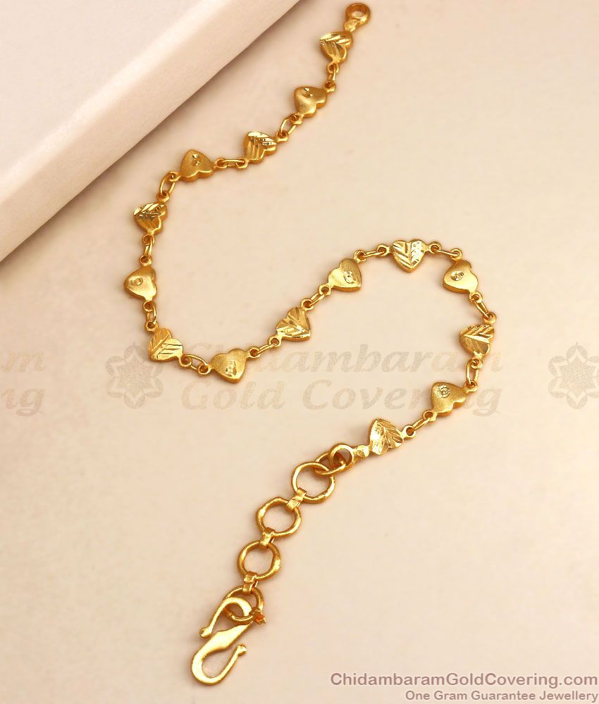 Stylish 2 Gram Gold Bracelet Heart Pellets Shop Online BRAC712