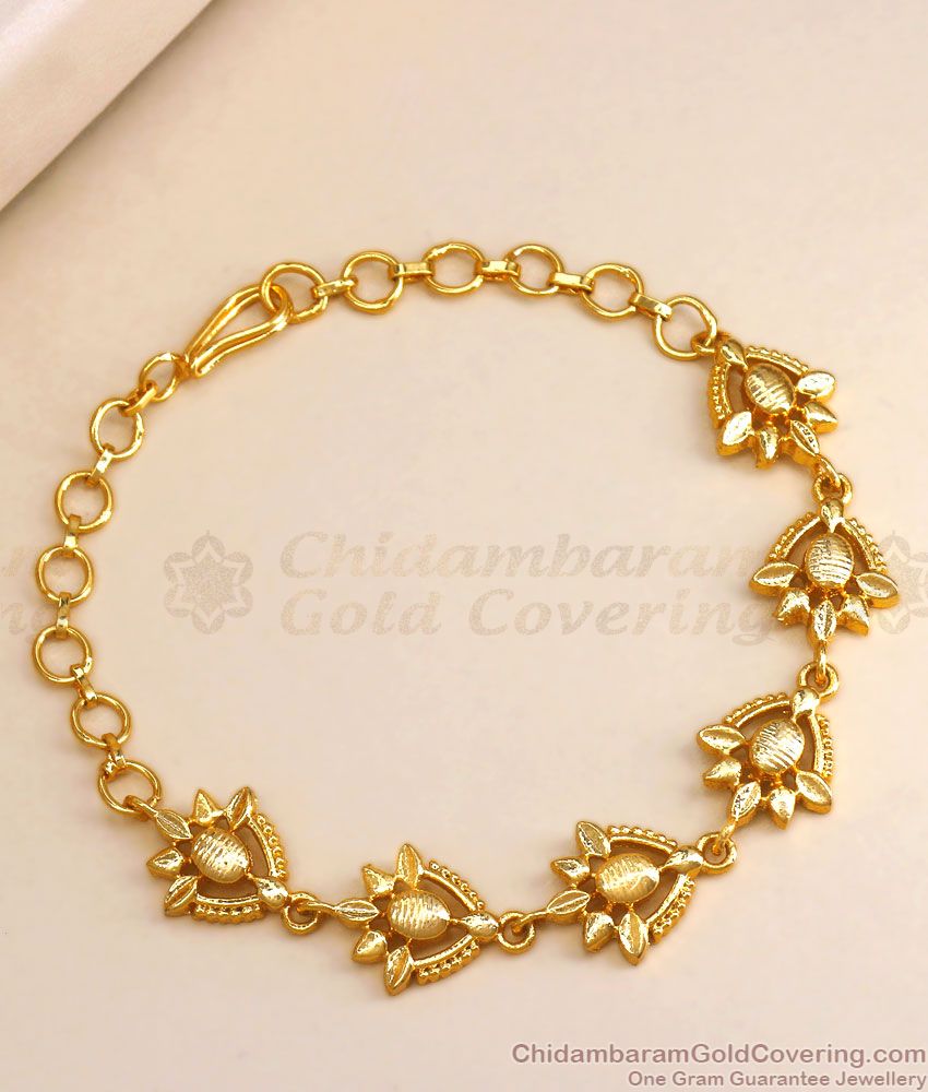 One Gram Gold Bracelet Plain Floral Design Shop Online BRAC718