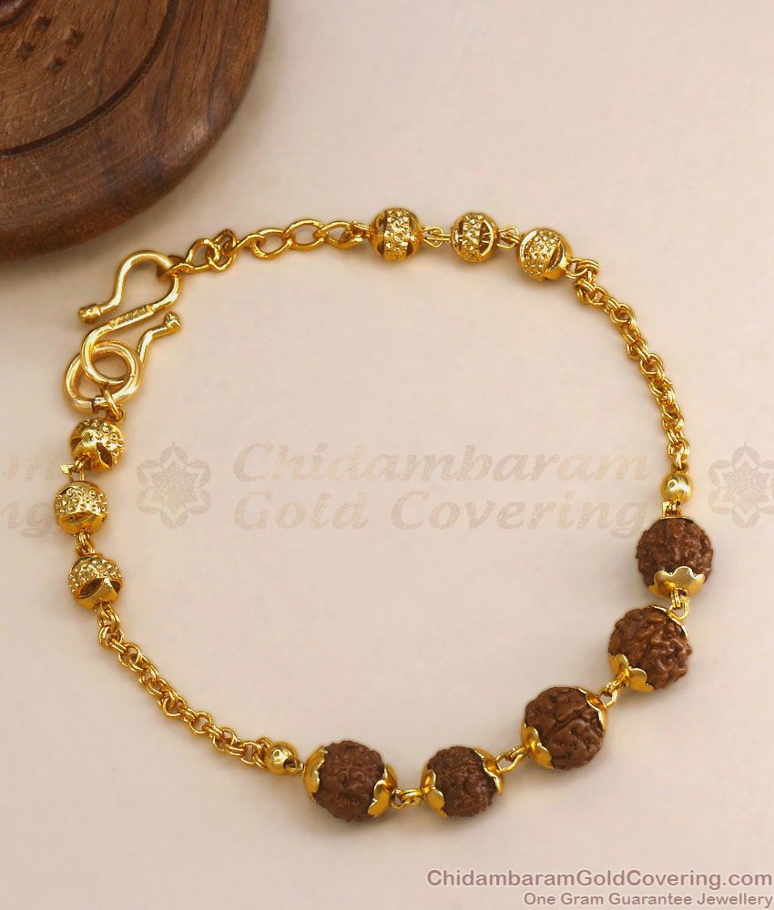 Traditional 5 Face Rudraksha Gold Plated Bracelet BRAC723