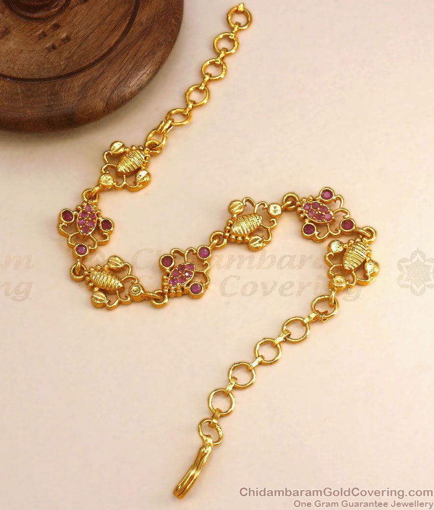 Trendy Gold Bracelet for Women Ruby Stone Jewelry Collections BRAC724