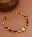 Black Beaded Gold Bracelet Collection White Ball Design BRAC733