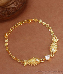 Lucky Fish Pendant Gold Plated Bracelet White Stone Collection BRAC734 Lucky Fish Pendant Gold Plated Bracelet White Stone Collection BRAC734