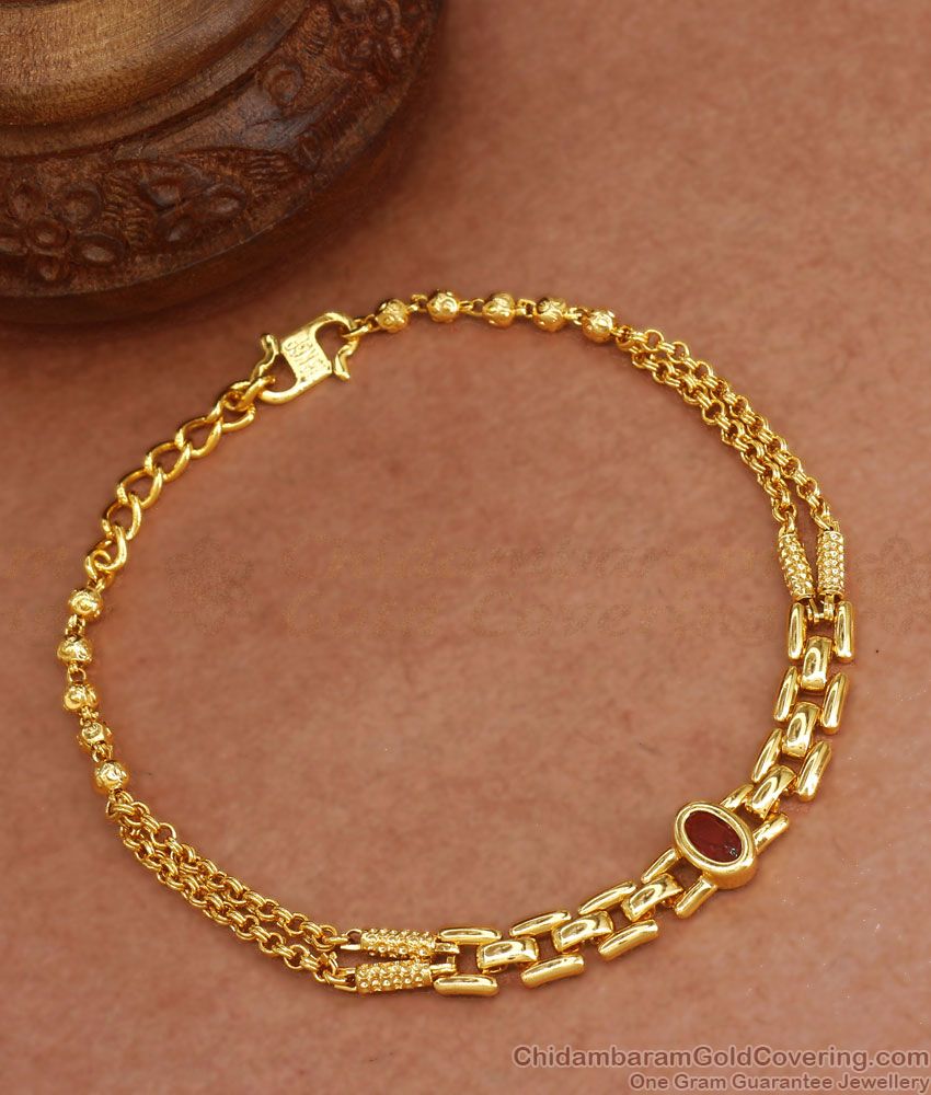 Small Ruby Stone Gold Plated Bracelet Shop Online BRAC741