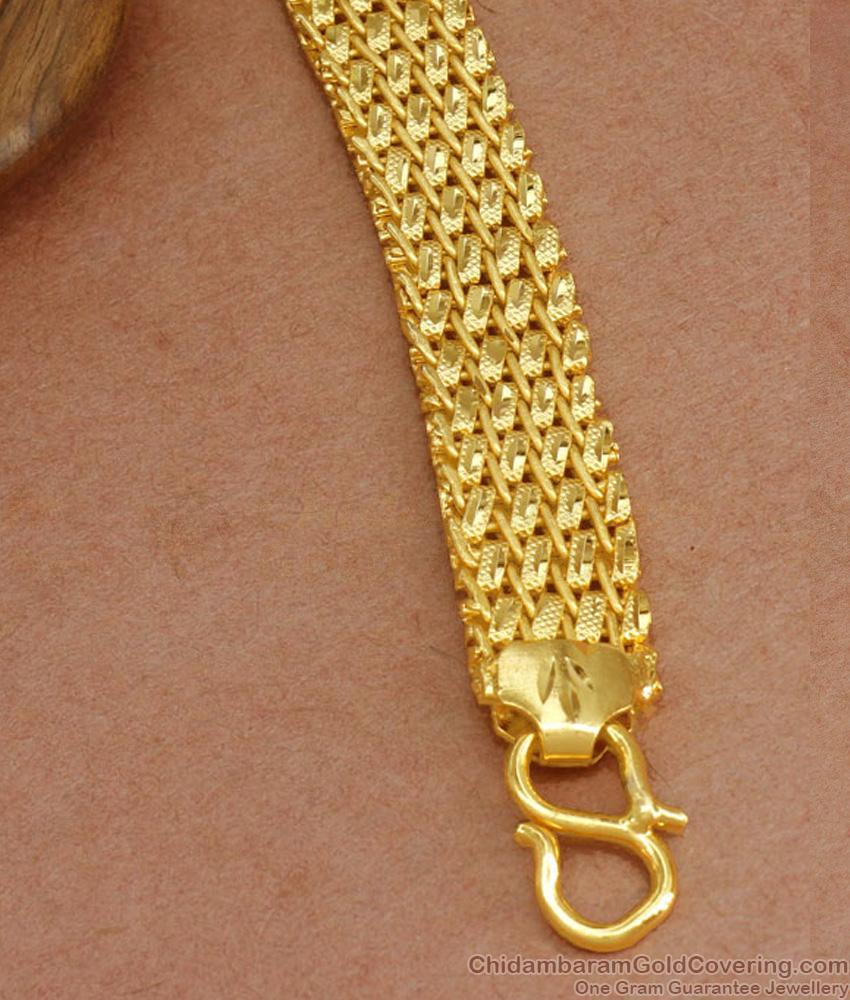Broad 2 Gram Gold Handmade Bracelet Forming Designs For Mens BRAC749 Broad 2 Gram Gold Handmade Bracelet Forming Designs For Mens BRAC749