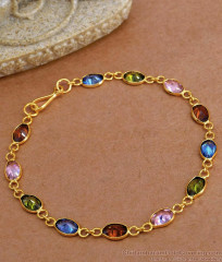 Glittering Multi Lucky Stone Gold Imitation Bracelet Shop Online BRAC752