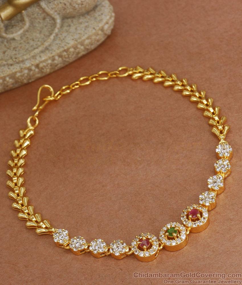 Beautiful Floral Gold Imitation Bracelet AD Stone Collections BRAC758