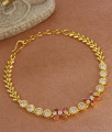 Elegant Ruby White Stone One Gram Gold Bracelet With Floral Design BRAC760