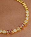Elegant Ruby White Stone One Gram Gold Bracelet With Floral Design BRAC760