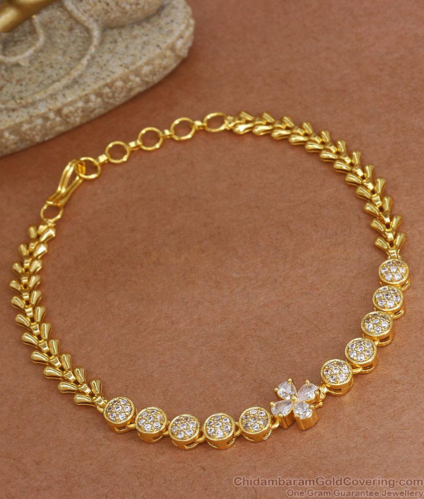 Real Gold Bracelet Full White Stone Design Shop Online BRAC761