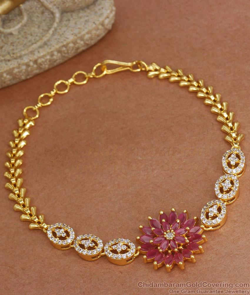 Grand Lotus Design Gold Plated Bracelet Shop Online BRAC765