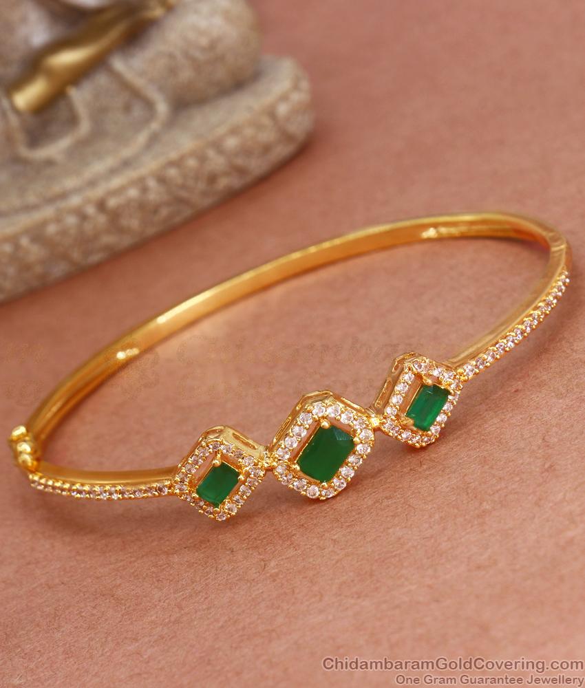 Attractive Emerald Stone One Gram Gold Bracelets Design BRAC779