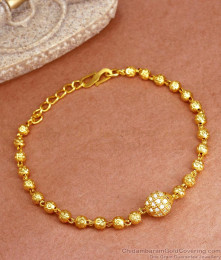 Light Weight Gold Plated Bracelet White Stone Beaded Designs BRAC788