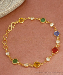 Multi Stone One Gram Gold Bracelets Teens Party Wear Collections BRAC793