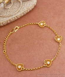 Stylish Heart Design Gold Bracelets Light Weight Collections BRAC805 Stylish Heart Design Gold Bracelets Light Weight Collections BRAC805