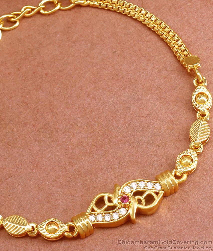 Party Wear Gold Imitation Bracelets Ruby White Stone Designs BRAC806