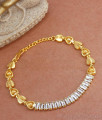 Sparkling CZ Stones American Diamond Chain Type Gold Bracelets Party Wear BRAC808