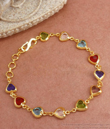 Latest Multi Stone Gold Heart Bracelets Designs Teens Collections BRAC813 Latest Multi Stone Gold Heart Bracelets Designs Teens Collections BRAC813