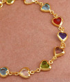 Latest Multi Stone Gold Heart Bracelets Designs Teens Collections BRAC813