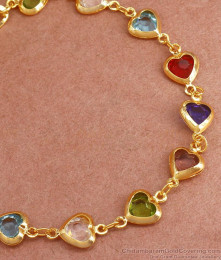 Latest Multi Stone Gold Heart Bracelets Designs Teens Collections BRAC813 Latest Multi Stone Gold Heart Bracelets Designs Teens Collections BRAC813