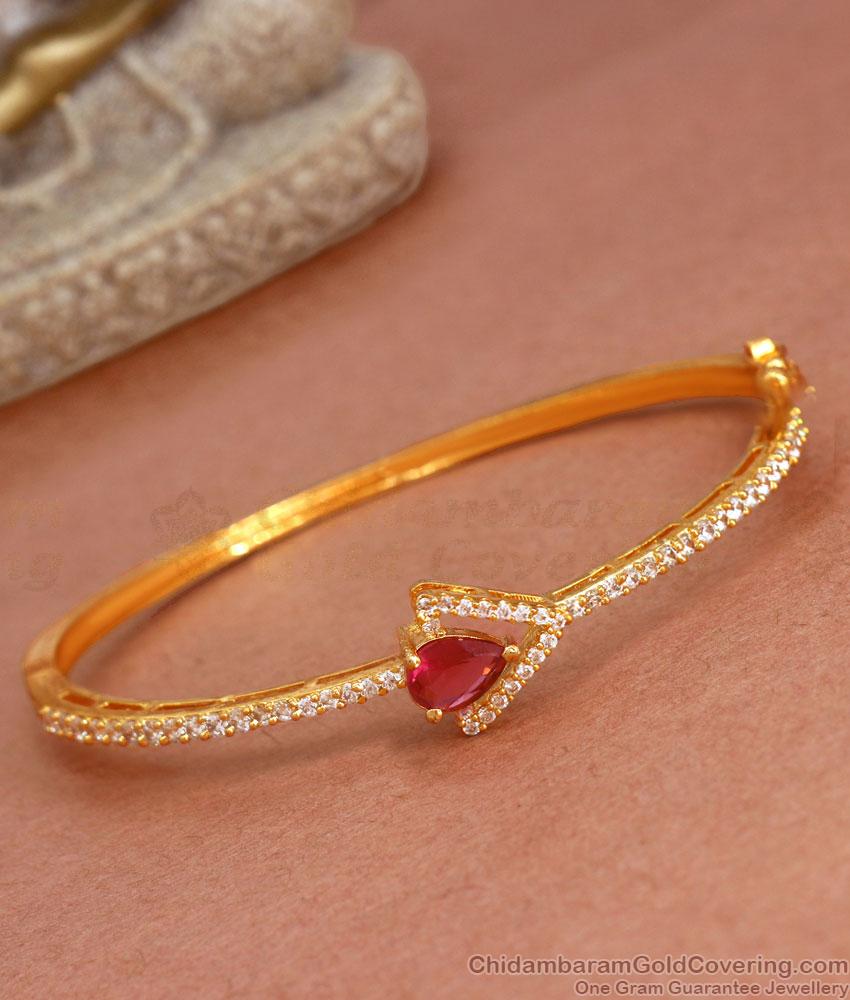 Womens Office Wear Lock Type Gold Bracelets With Stones BRAC820