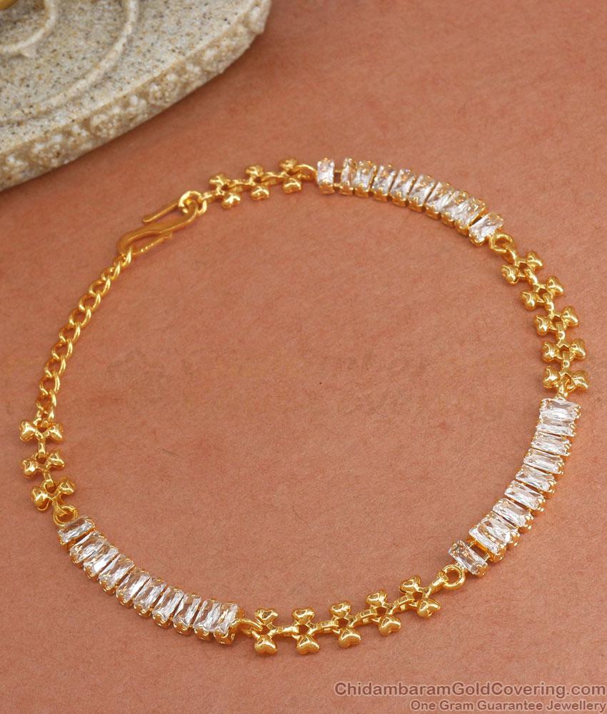 Stylish 1 Gram Gold Bracelets White Stone Designs BRAC836