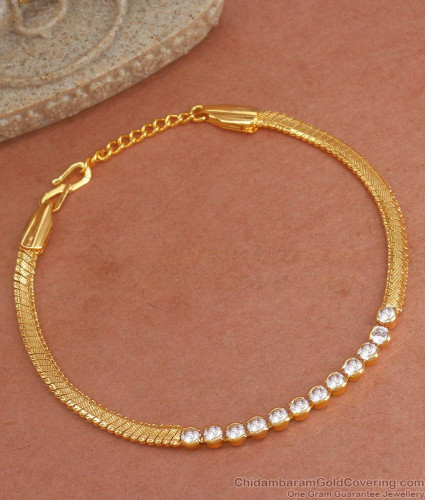 Buy Chain Type Gold Bracelets White Stone Designs For Womens Online BRAC837