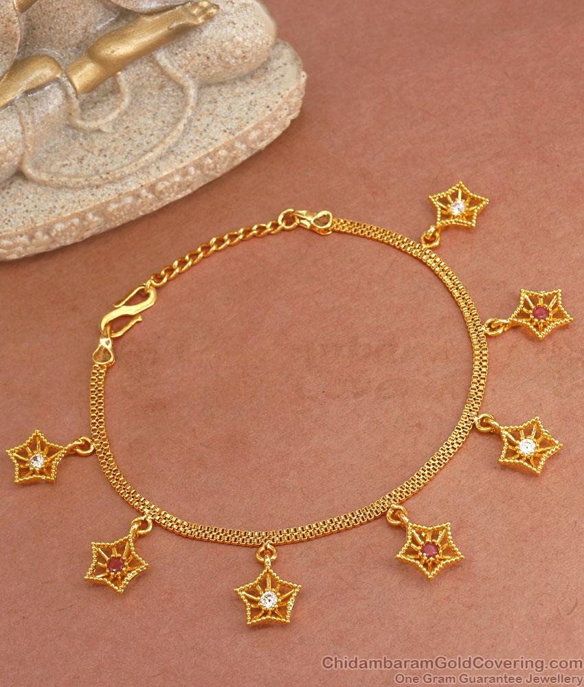 1 Gram Gold Chain Bracelets Star Designs With Stones BRAC841