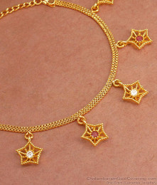1 Gram Gold Chain Bracelets Star Designs With Stones BRAC841 1 Gram Gold Chain Bracelets Star Designs With Stones BRAC841