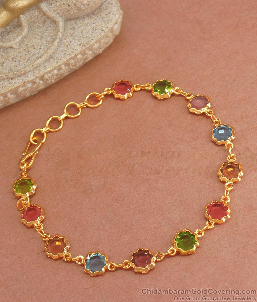 Regular Use Multi Stone Gold Bracelets Shop Online BRAC843