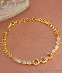 New Chain Type Gold Bracelets Ruby White Stone Pattern BRAC844 New Chain Type Gold Bracelets Ruby White Stone Pattern BRAC844