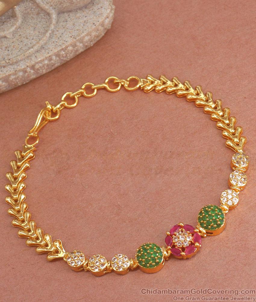 Shinning Multi Stone Gold Covering Bracelets Available Online BRAC846