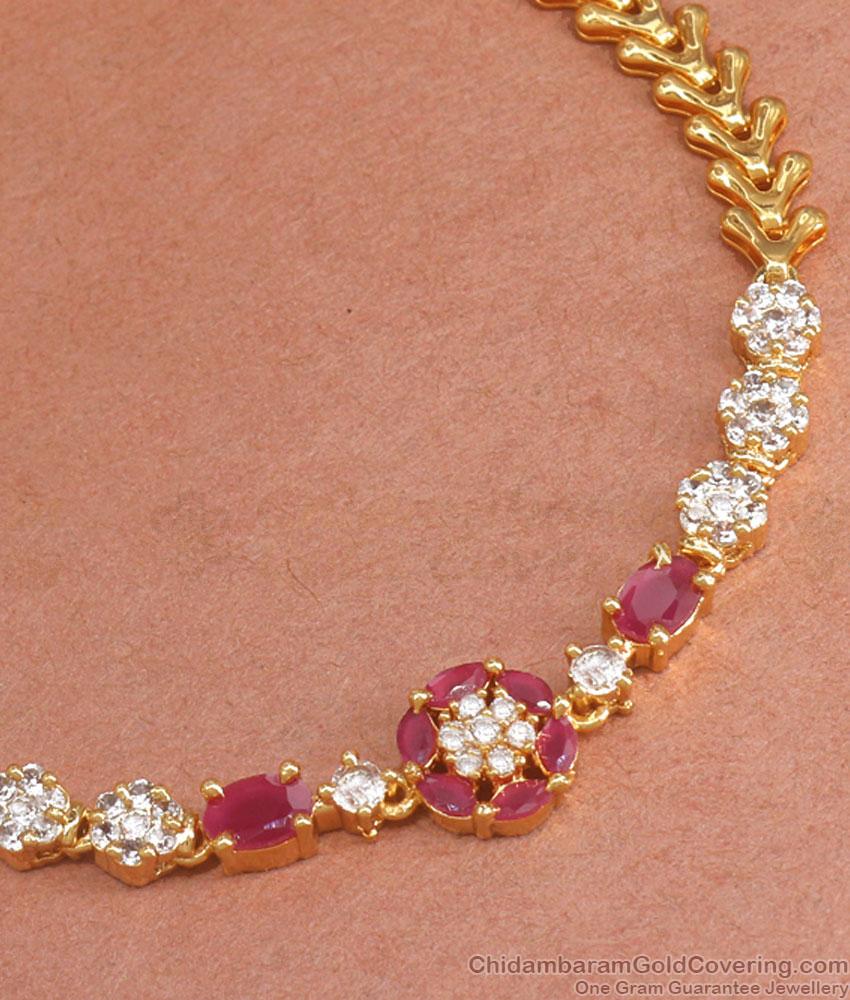 Womens Occasional Wear Gold Bracelets Chain Type Floral Design BRAC847