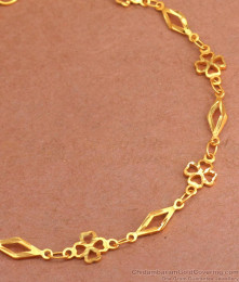 22K Gold Plated Bracelet With Floral Charms BRAC856