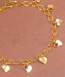 Hanging Heart Charms Gold Plated Bracelet BRAC865