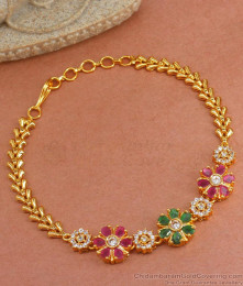 Floral One Gram Gold Bracelet Multi Stone Design BRAC878