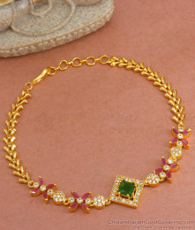 Pure Gold Tone Bracelet Flower Charm Design BRAC879
