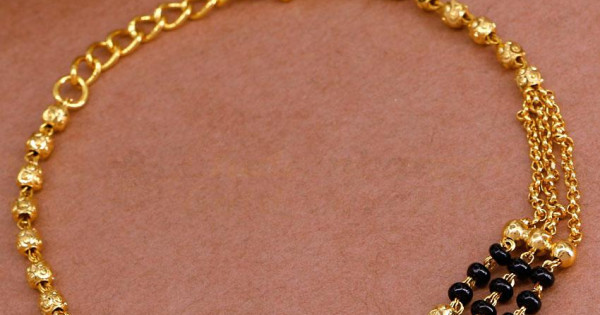 Gold Filled Threaded Chain Bracelet Black main image 1